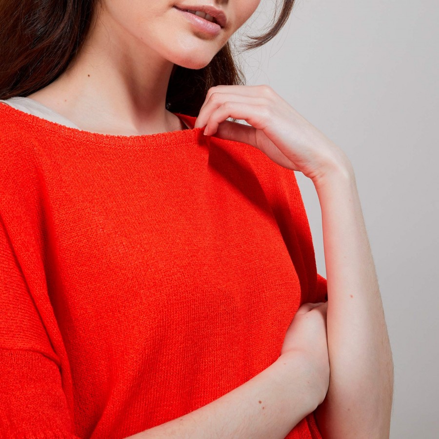 Round-neck viscose crepe T-shirt - Bibiche