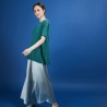 T-shirt col rond en viscose crepe - Bibiche 6852 meleze - 21 Vert foncé