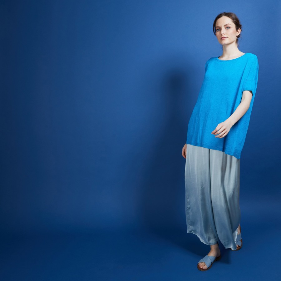 Round-neck viscose crepe T-shirt - Bibiche