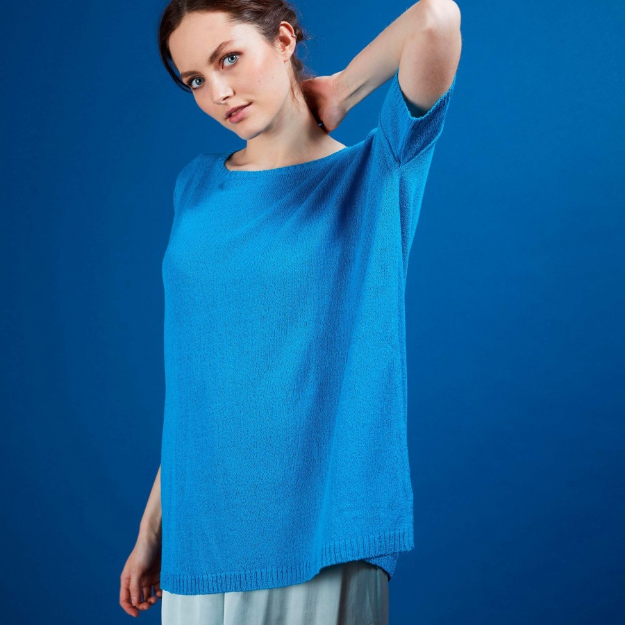 Round-neck viscose crepe T-shirt - Bibiche