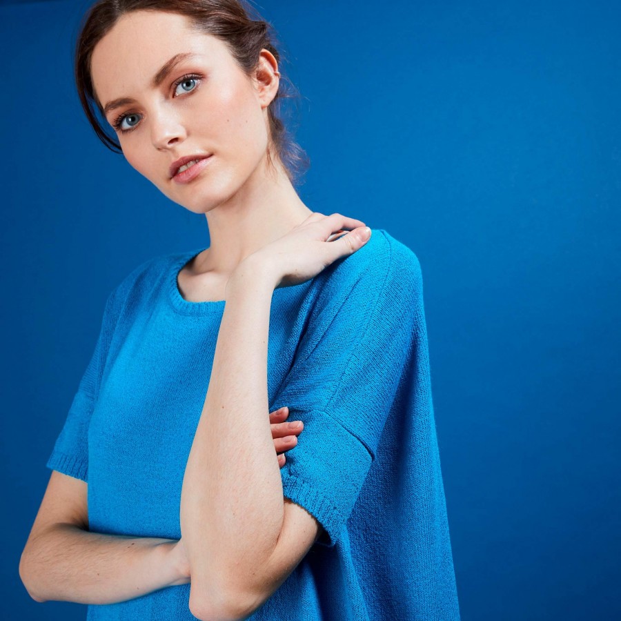 Round-neck viscose crepe T-shirt - Bibiche