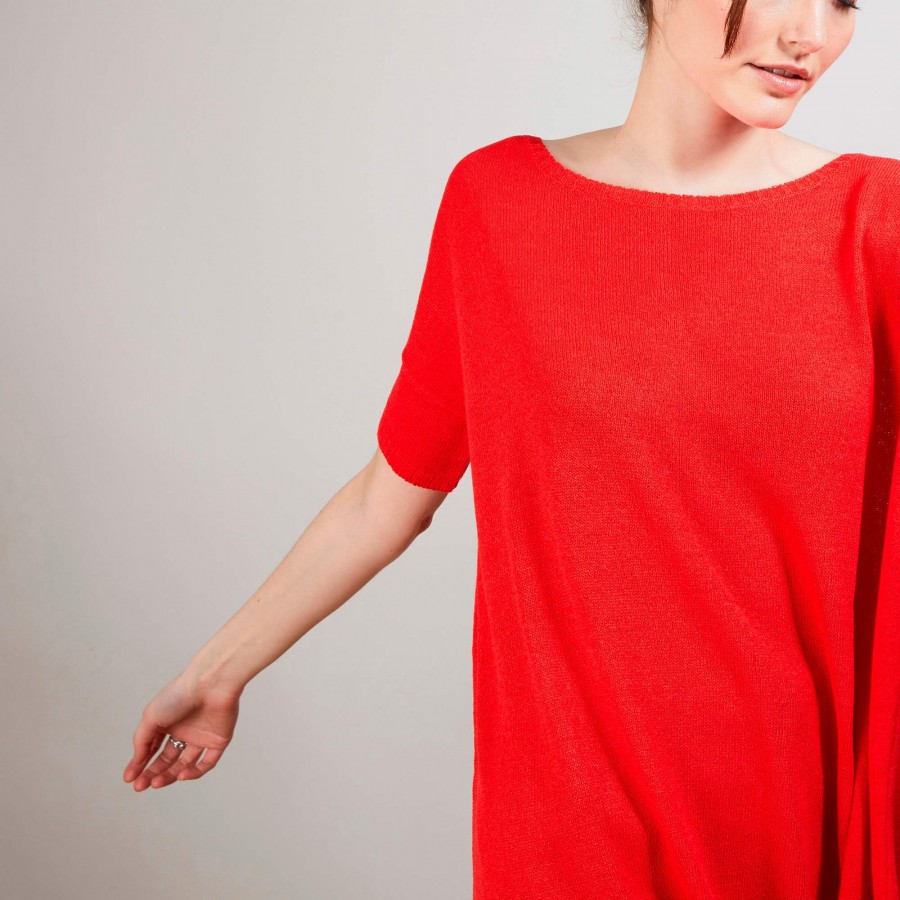 Round-neck viscose crepe T-shirt - Bibiche