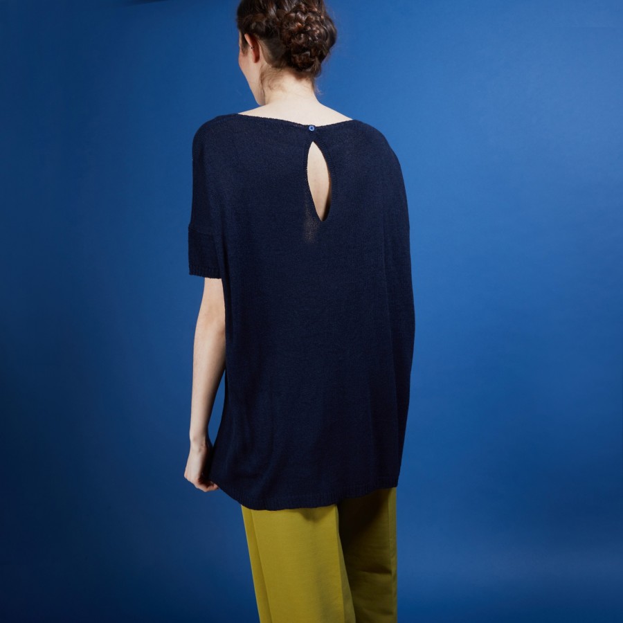 Round-neck viscose crepe T-shirt - Bibiche
