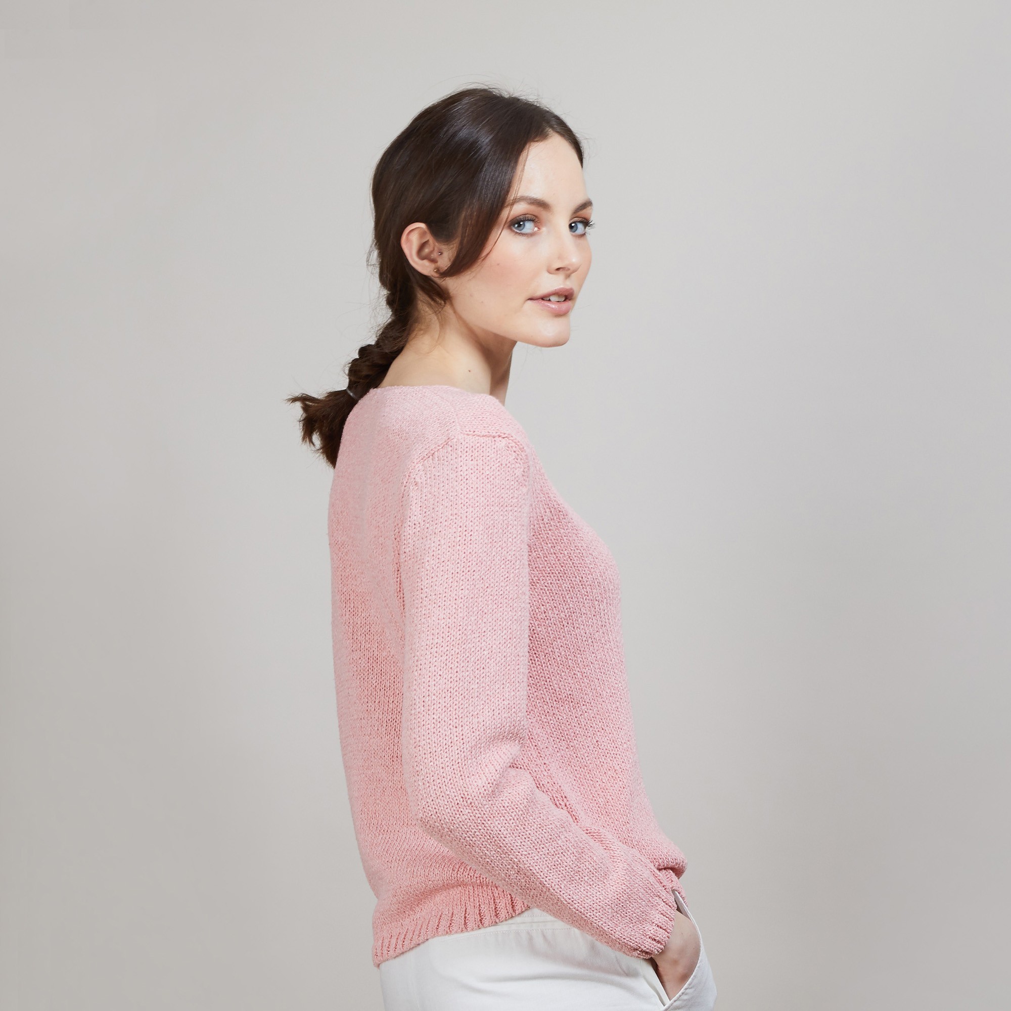 BLOVIS - PULL COL V  SOIE LAINE ET COTON