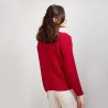 Pull col V en soie coton et laine - Blovis 6881 grenade - 26 Rose foncé