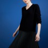 BLOVIS - PULL COL V  SOIE LAINE ET COTON