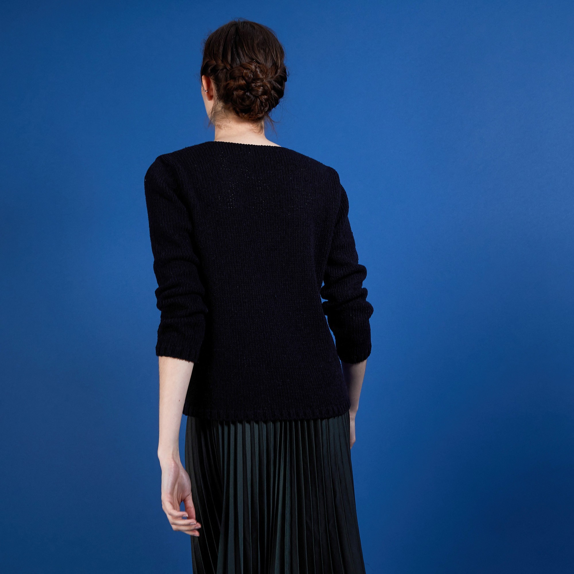BLOVIS - PULL COL V  SOIE LAINE ET COTON