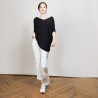 T-shirt long en lin flammé - Bil 6810 noir - 01 Noir