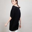 T-shirt long en lin flammé - Bil 6810 noir - 01 Noir