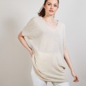 T-shirt long en lin flammé - Bil 6801 beige - 12 Beige clair