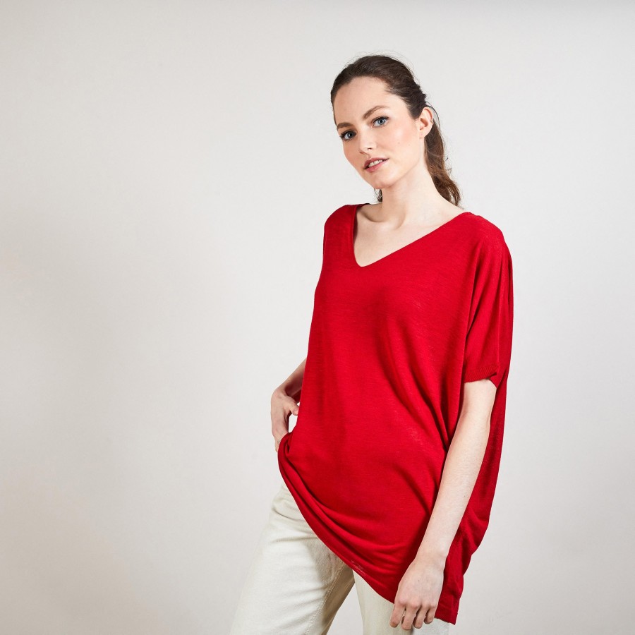 T-shirt long en lin flammé - Bil