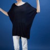 T-shirt long en lin flammé - Bil 6840 marine - 05 Bleu marine