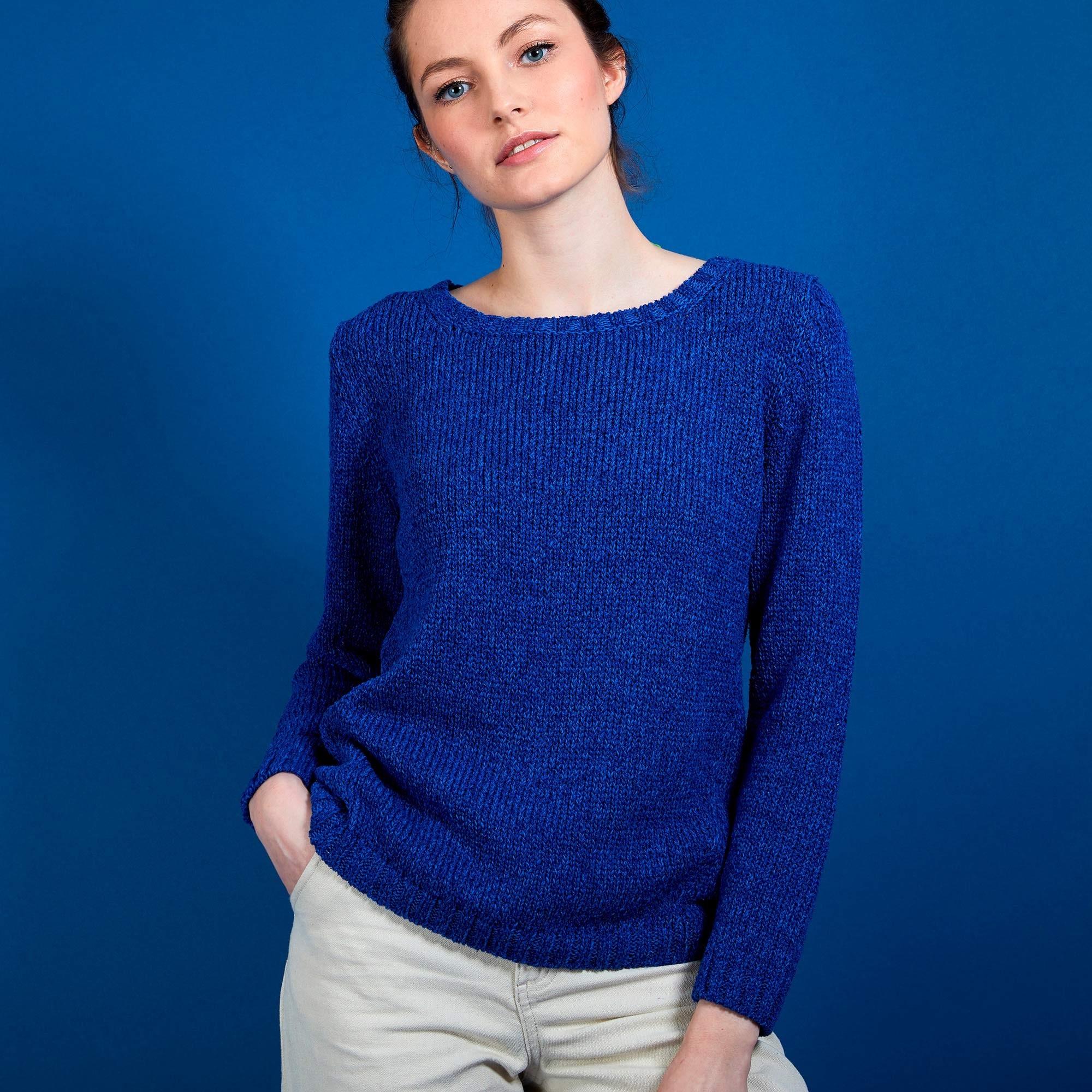 BENJI. PULL COL ROND LAINE ET COTON