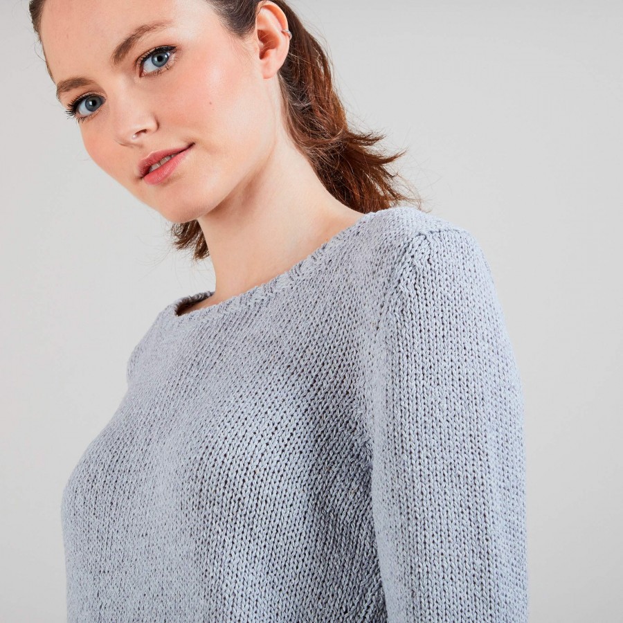 Pull col rond en soie coton et laine - Benji