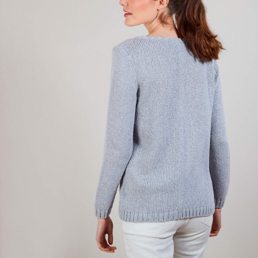 Cotton and wool silk round neck sweater - Benji