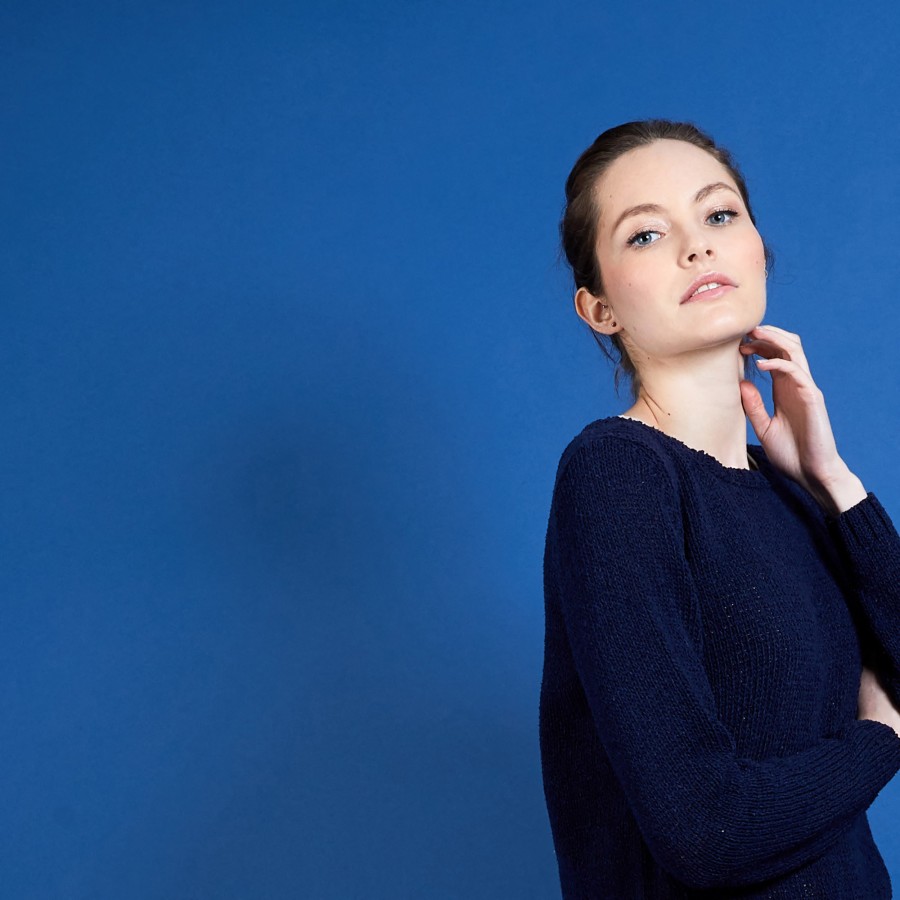 Pull col rond en soie coton et laine - Benji