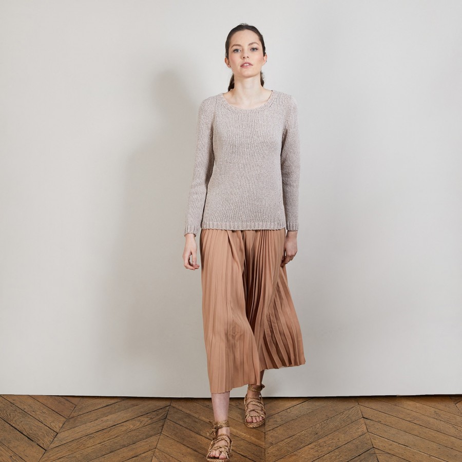 Suéter de gola redonda em seda, algodão e lã - Benji