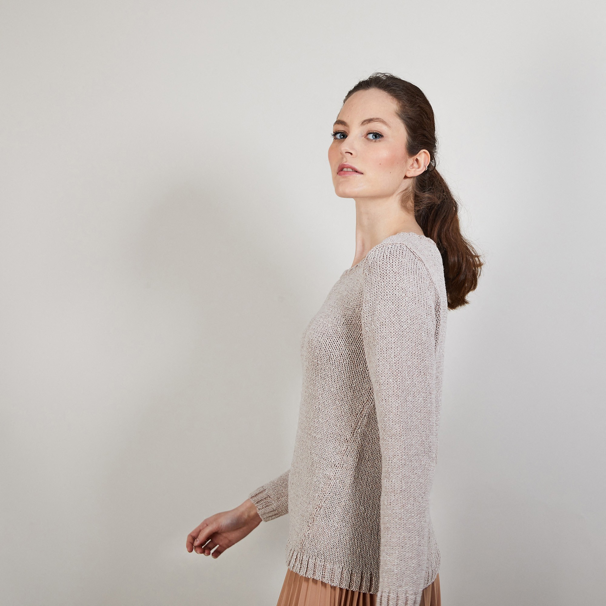 BENJI. PULL COL ROND LAINE ET COTON