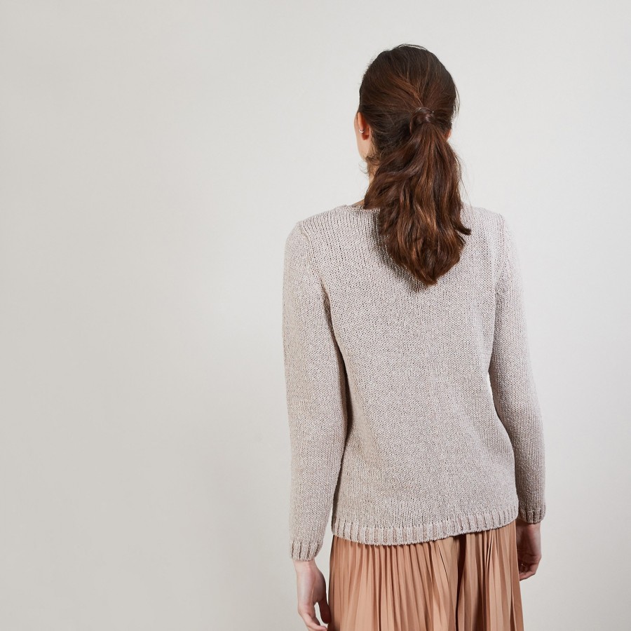 Cotton and wool silk round neck sweater - Benji