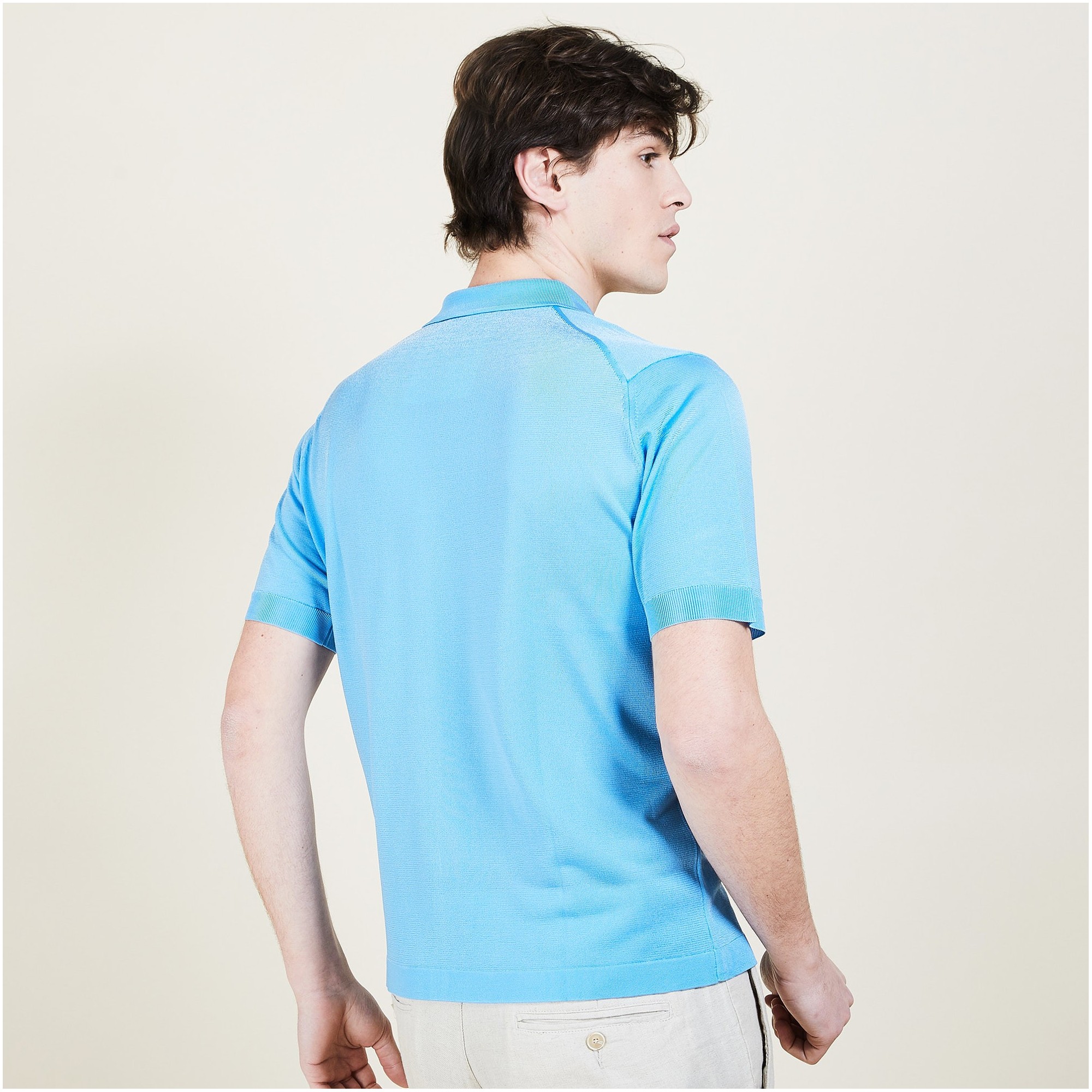 Polo manches courtes en Fil Lumière Vadim 2750 perruche - 06 Bleu moyen