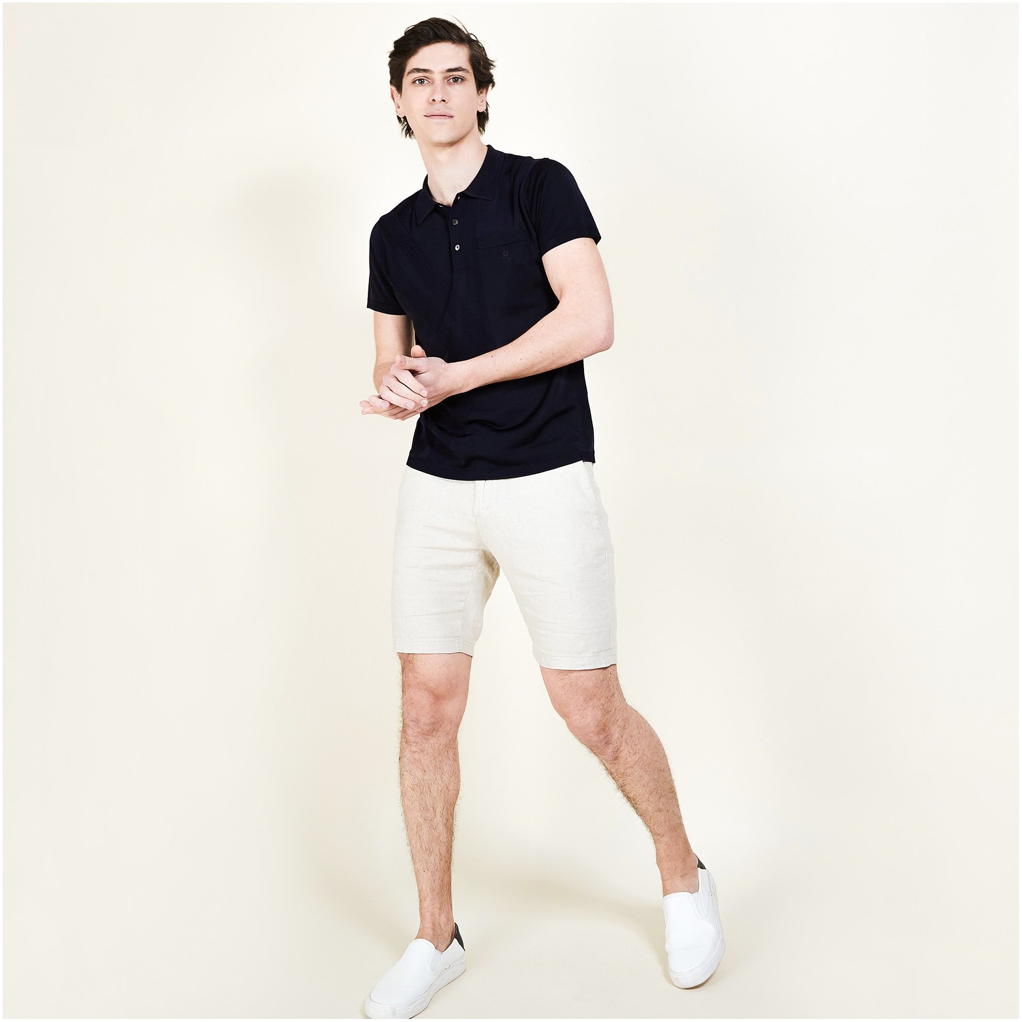 Polo en Fil Lumière à flèches - Billy 6040 marine - 05 Bleu marine