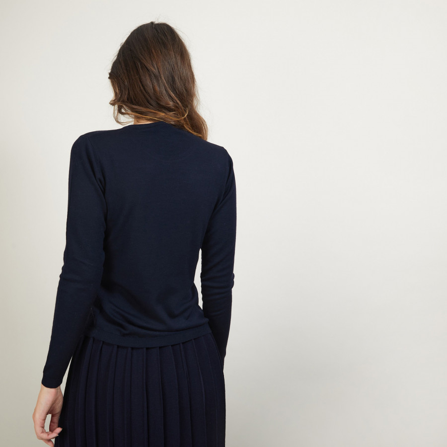 Pull col rond en laine mérinos - Bérenice