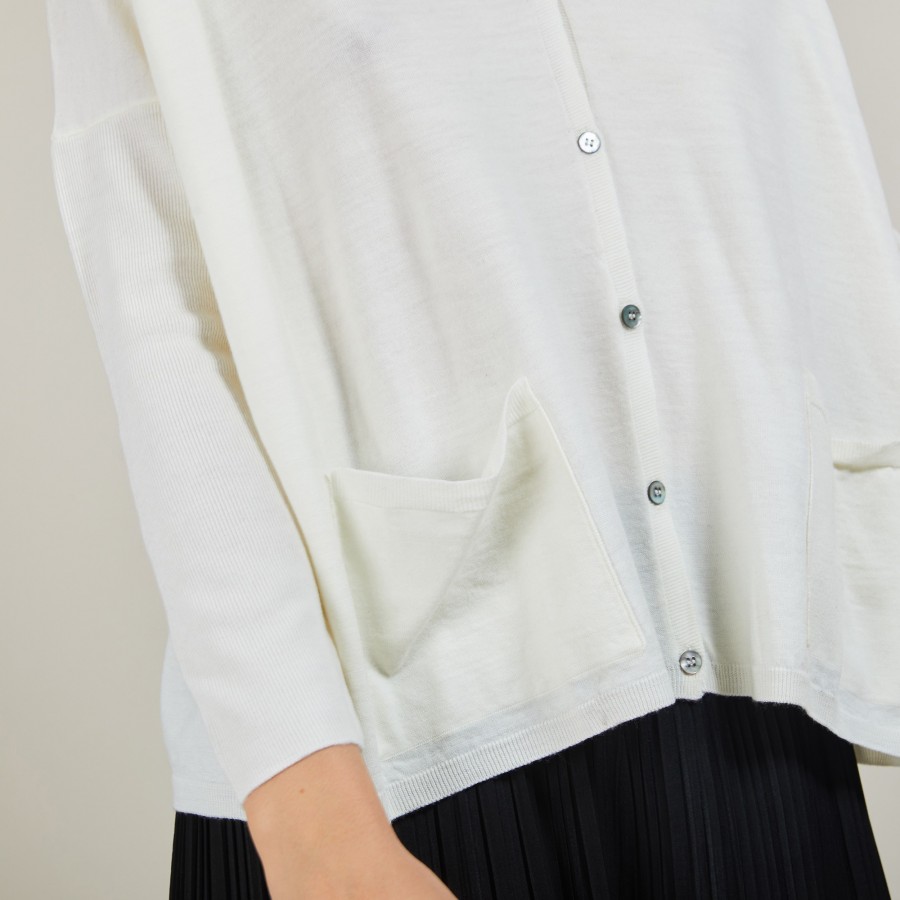 Cardigan folgado de lã merino com bolsos - Bonte