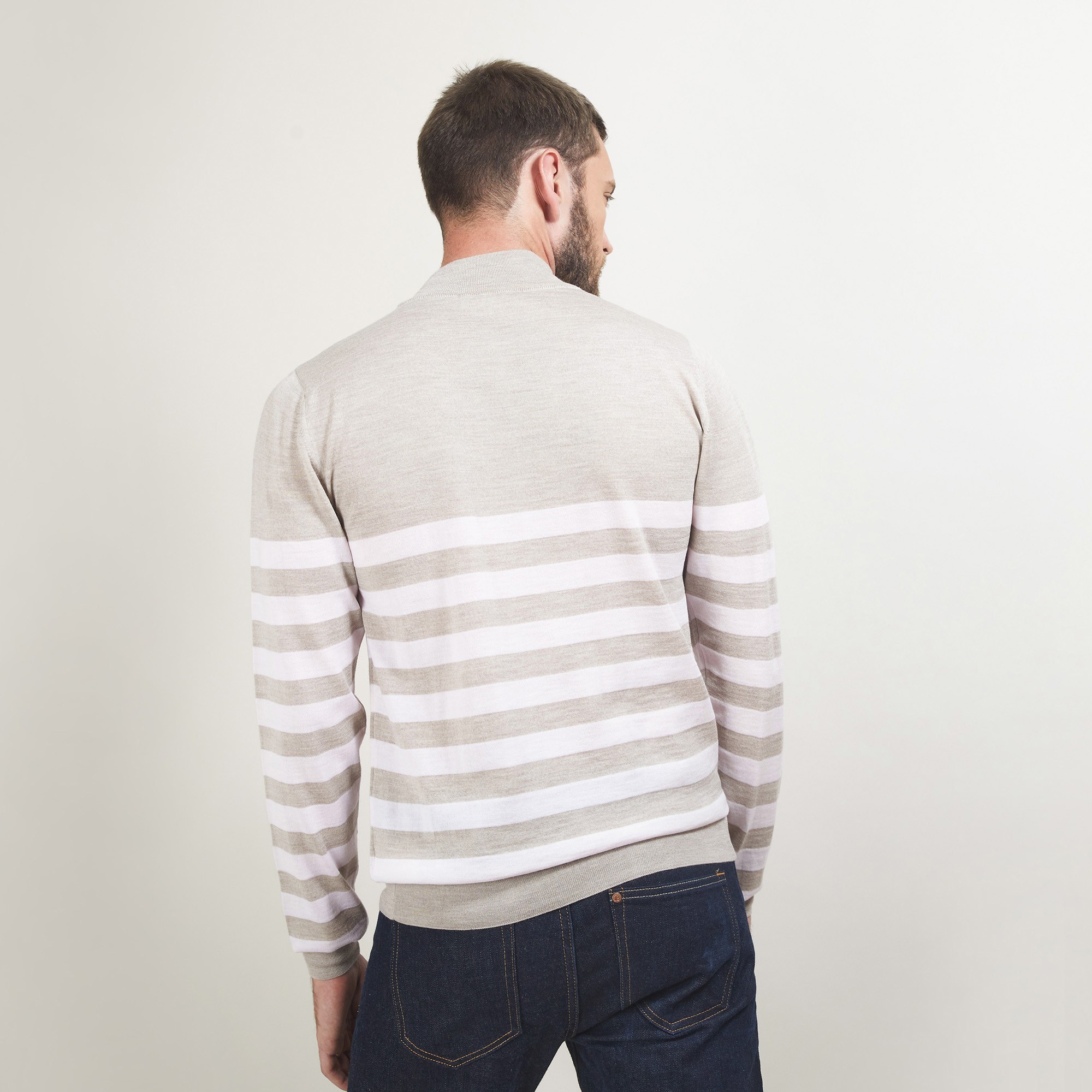 Striped wool sweater with high neck collar - Lazar