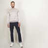 Pull rayé col montant en laine - Lazar 7107 dune/opale - 13 Beige moyen