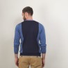 Pull bicolore en laine - Lasso 7147 baltique/marine - 05 Bleu marine
