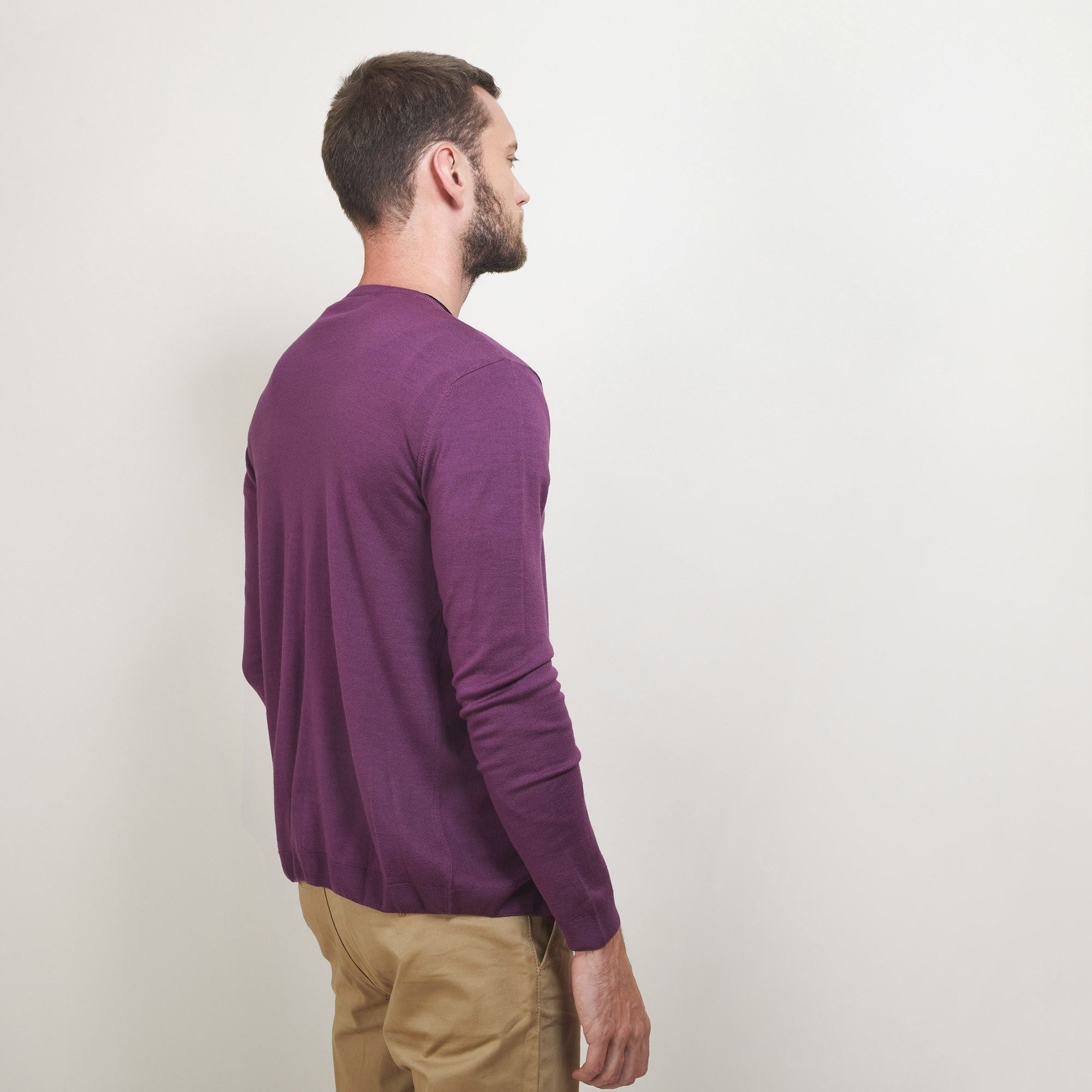 Gilet boutonné en laine - Brad 7085 Damas - 18 Violet foncé