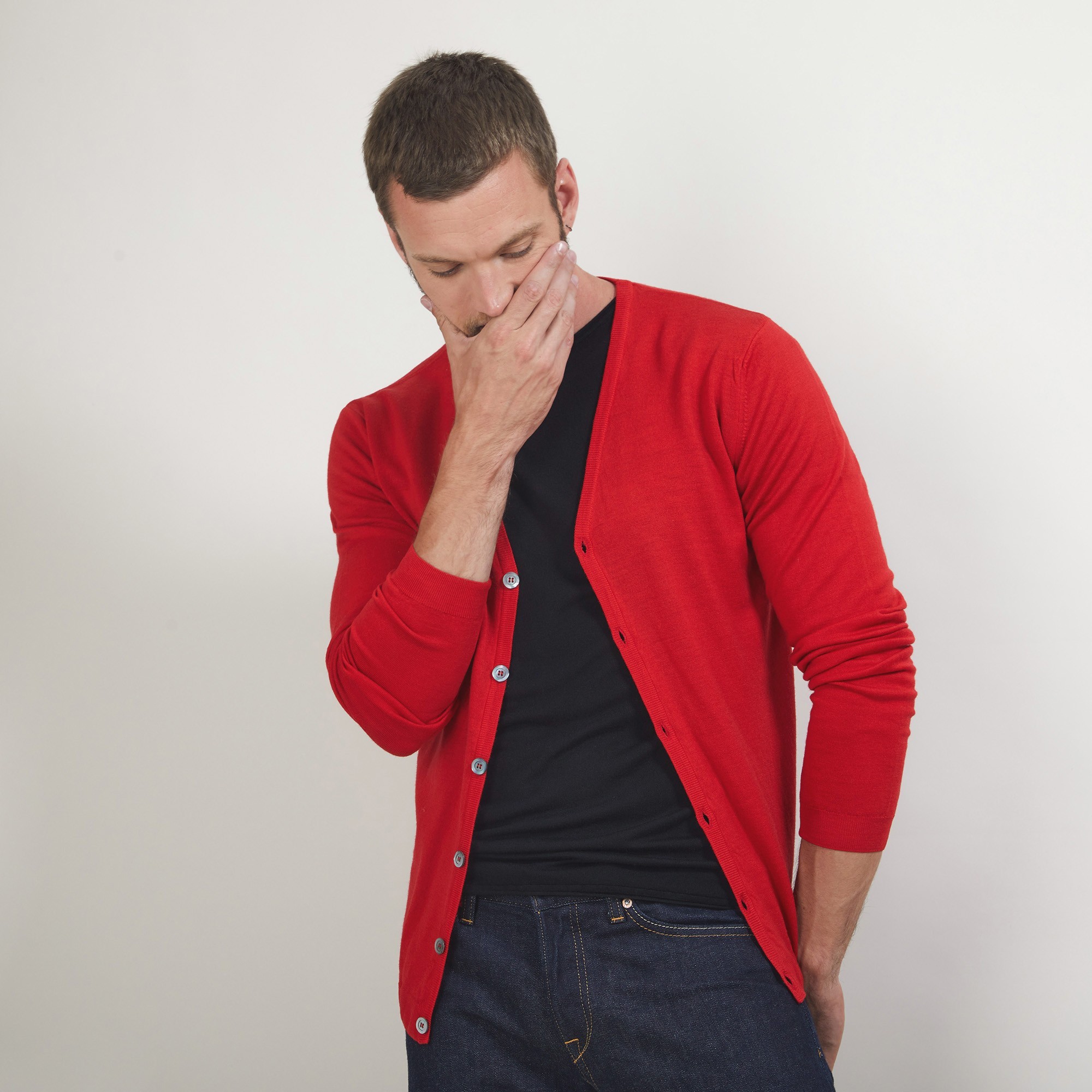 Gilet boutonné en laine - Brad 7080 Dahlia - 52 Rouge