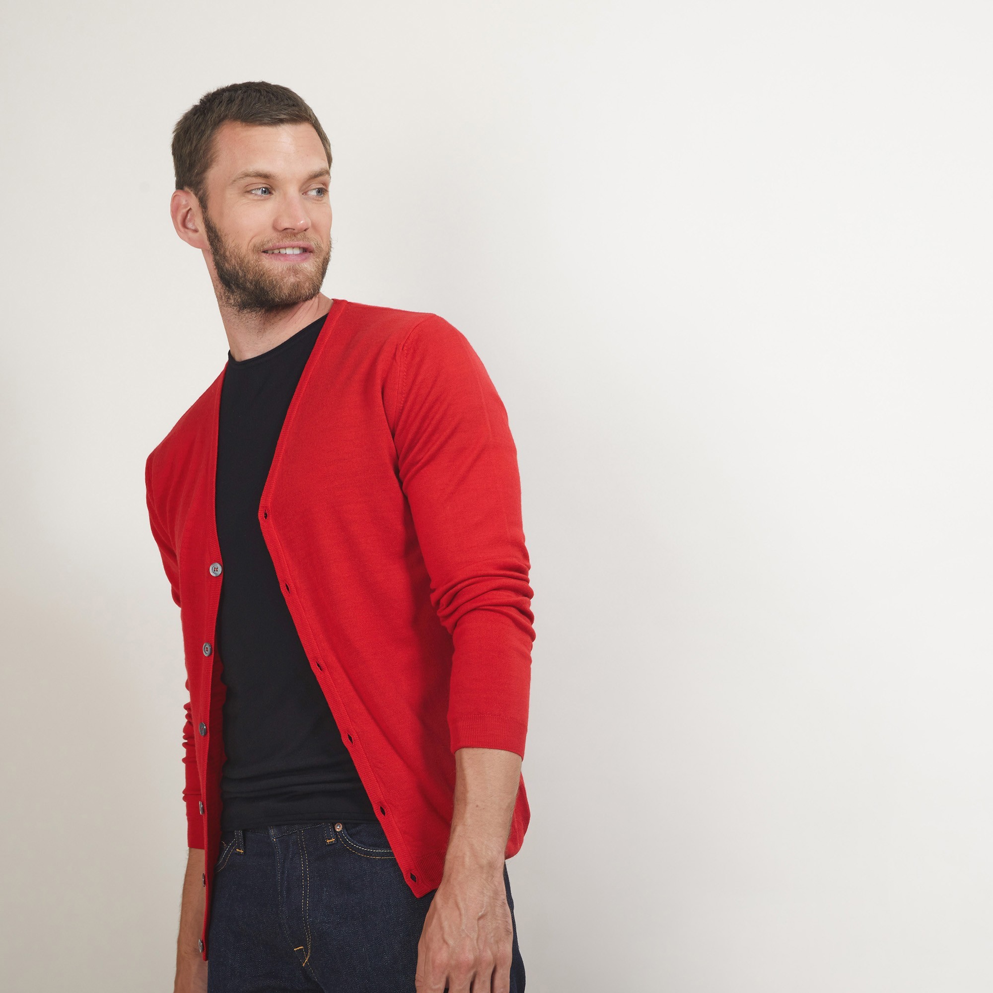 Gilet boutonné en laine - Brad 7080 Dahlia - 52 Rouge