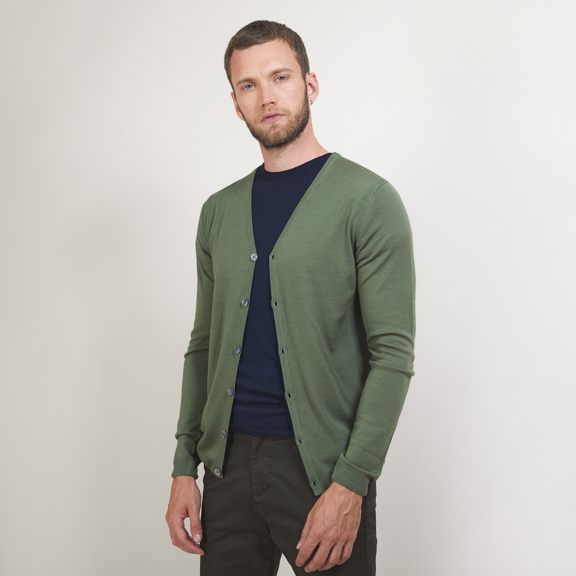 Gilet boutonné en laine - Brad 7050 bronze - 83 Kaki