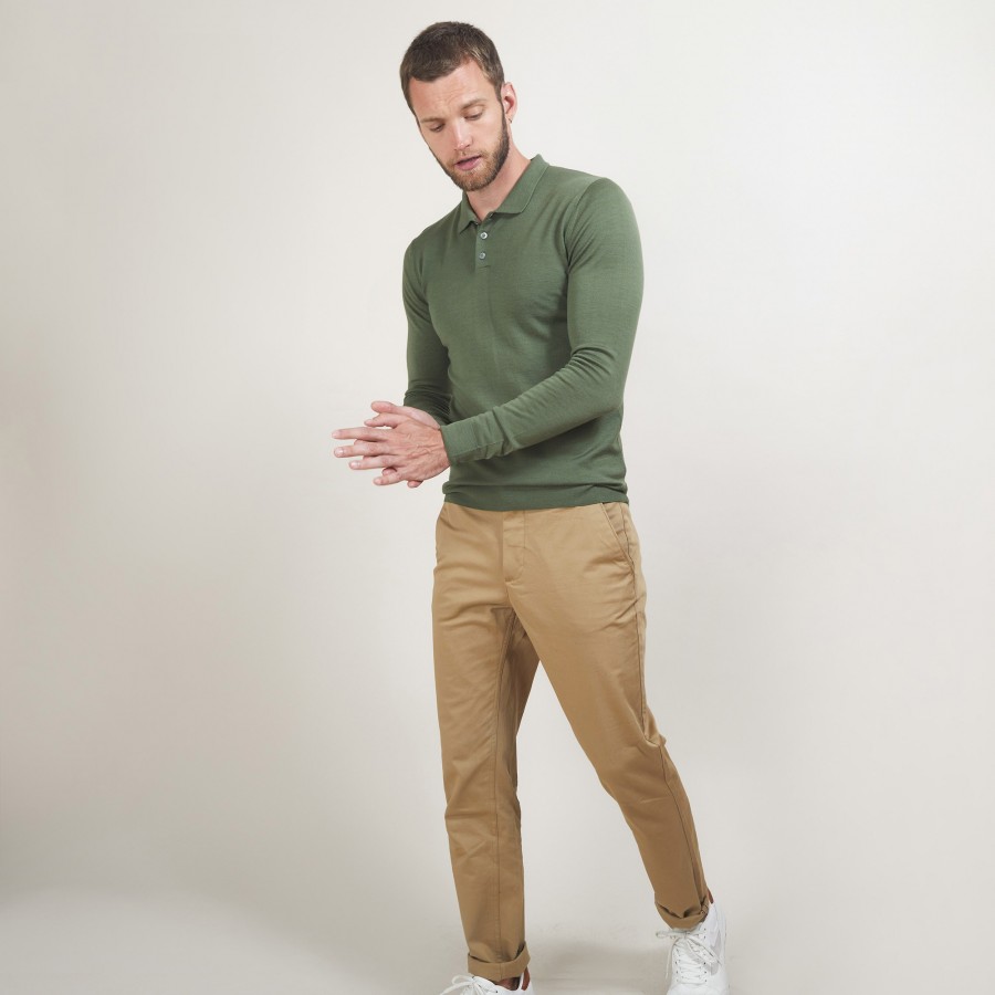 Pull col polo en laine mérinos - Eni