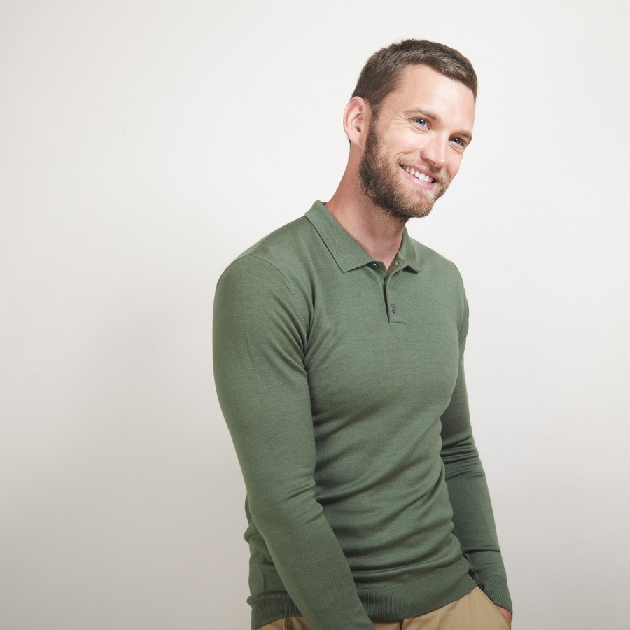 Pull col polo en laine mérinos - Eni