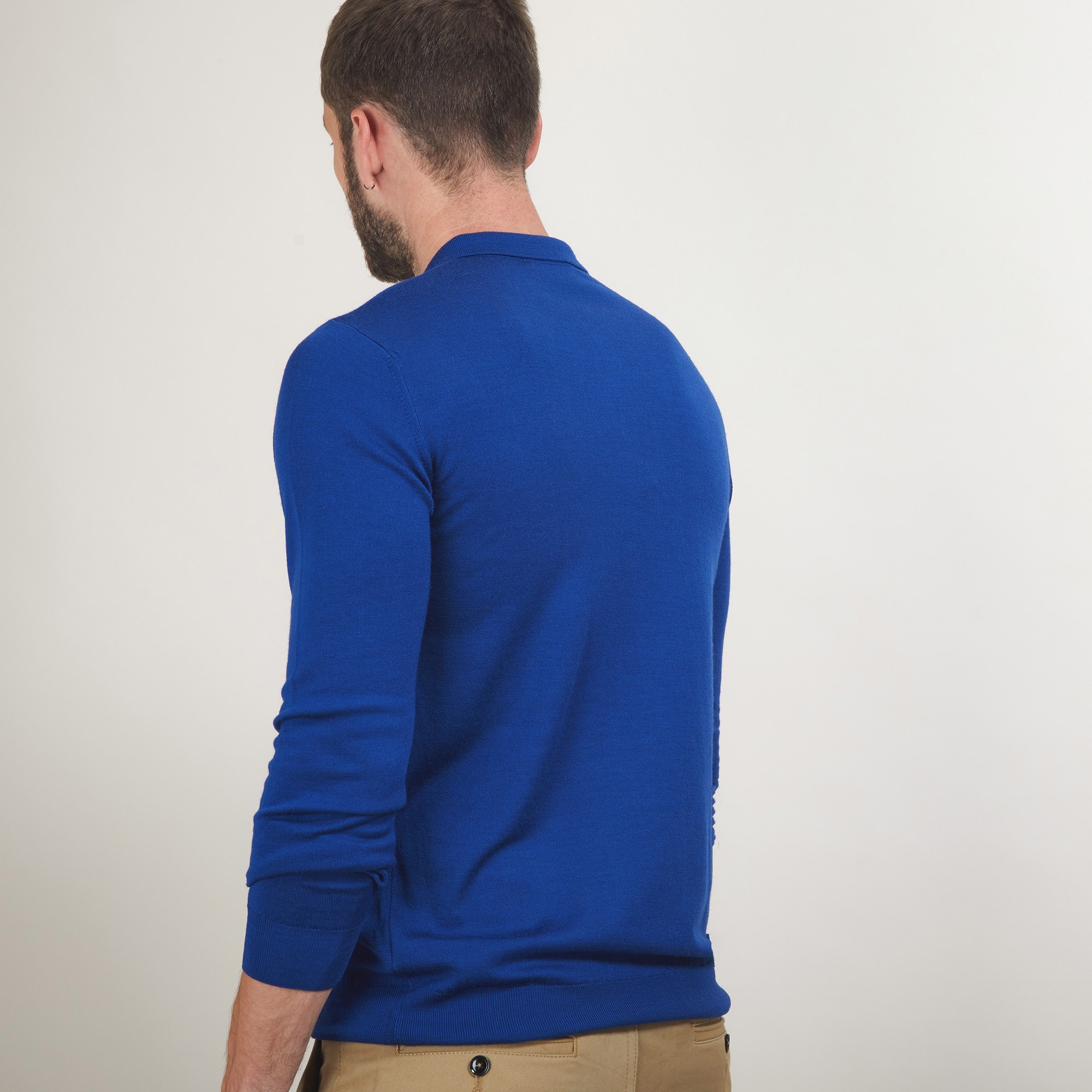 Pull col polo en laine - Beni 7042 fregate - 48 Bleu roi