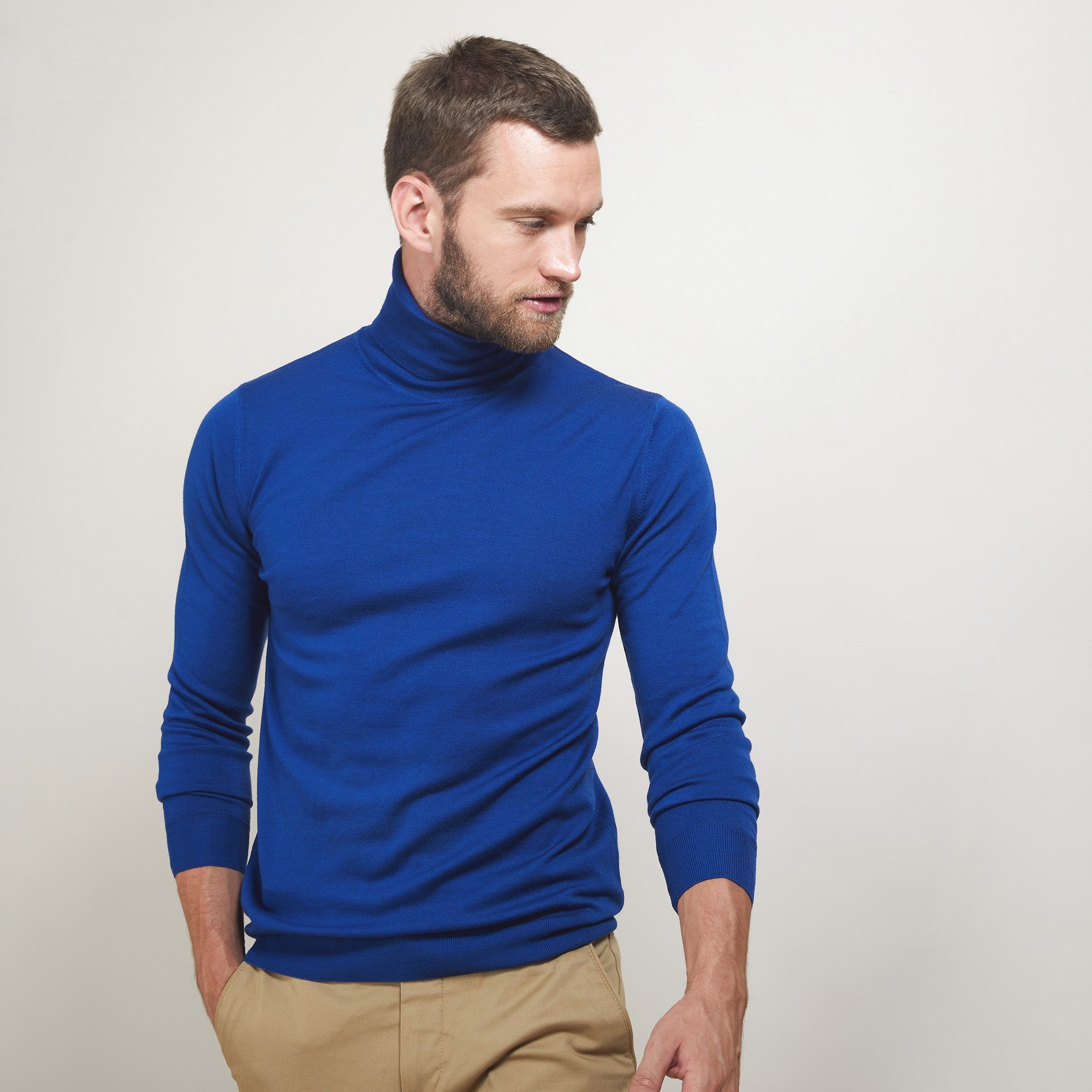 Pull col roulé en laine - Berry 7042 fregate - 48 Bleu roi