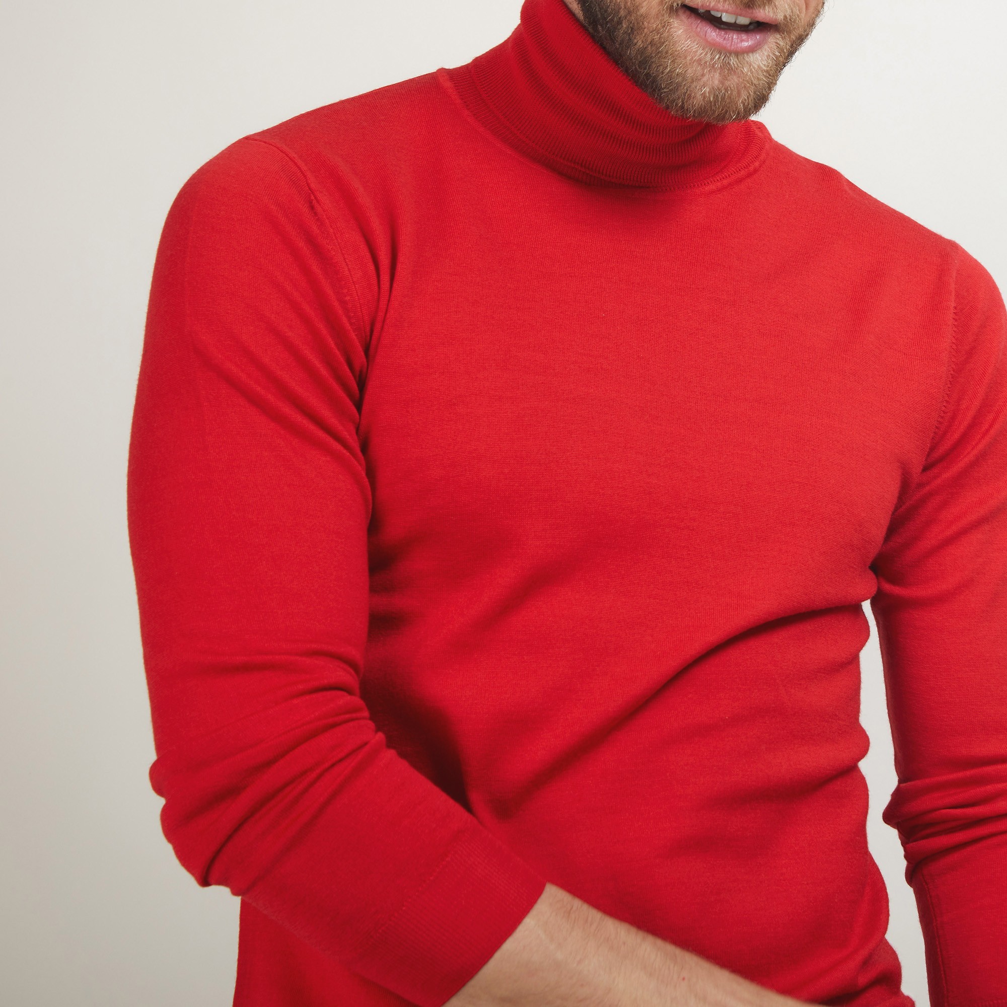 Pull col roulé en laine - Berry 7080 dahlia - 52 Rouge