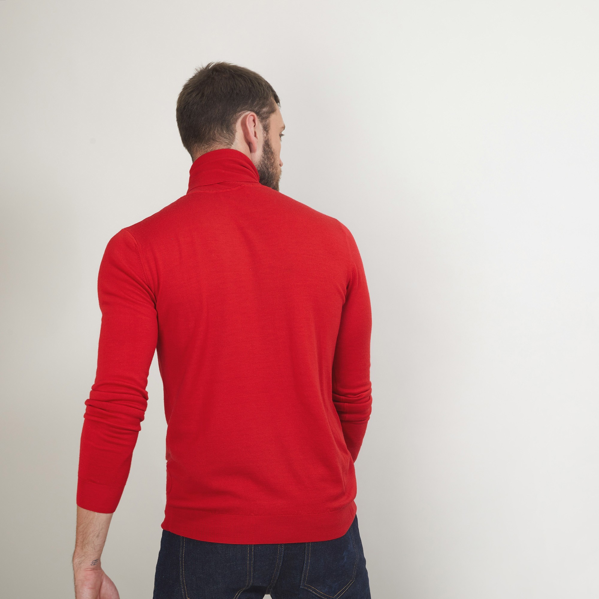 Pull col roulé en laine - Berry 7080 dahlia - 52 Rouge