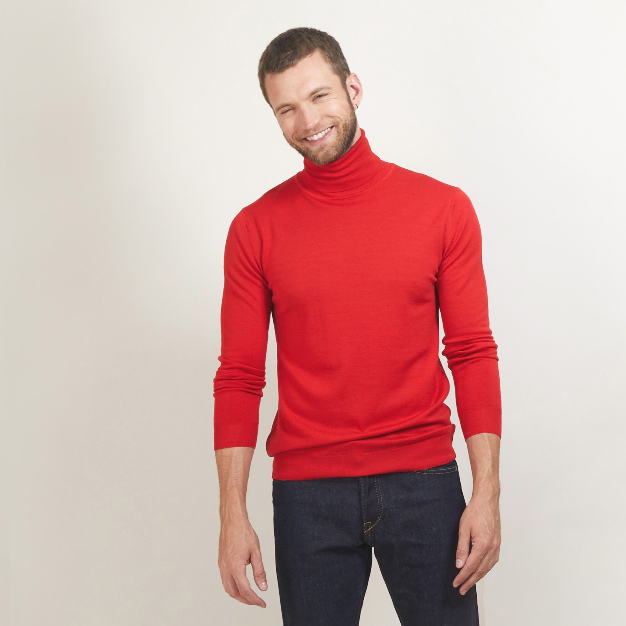 Pull col roulé en laine - Berry 7080 dahlia - 52 Rouge