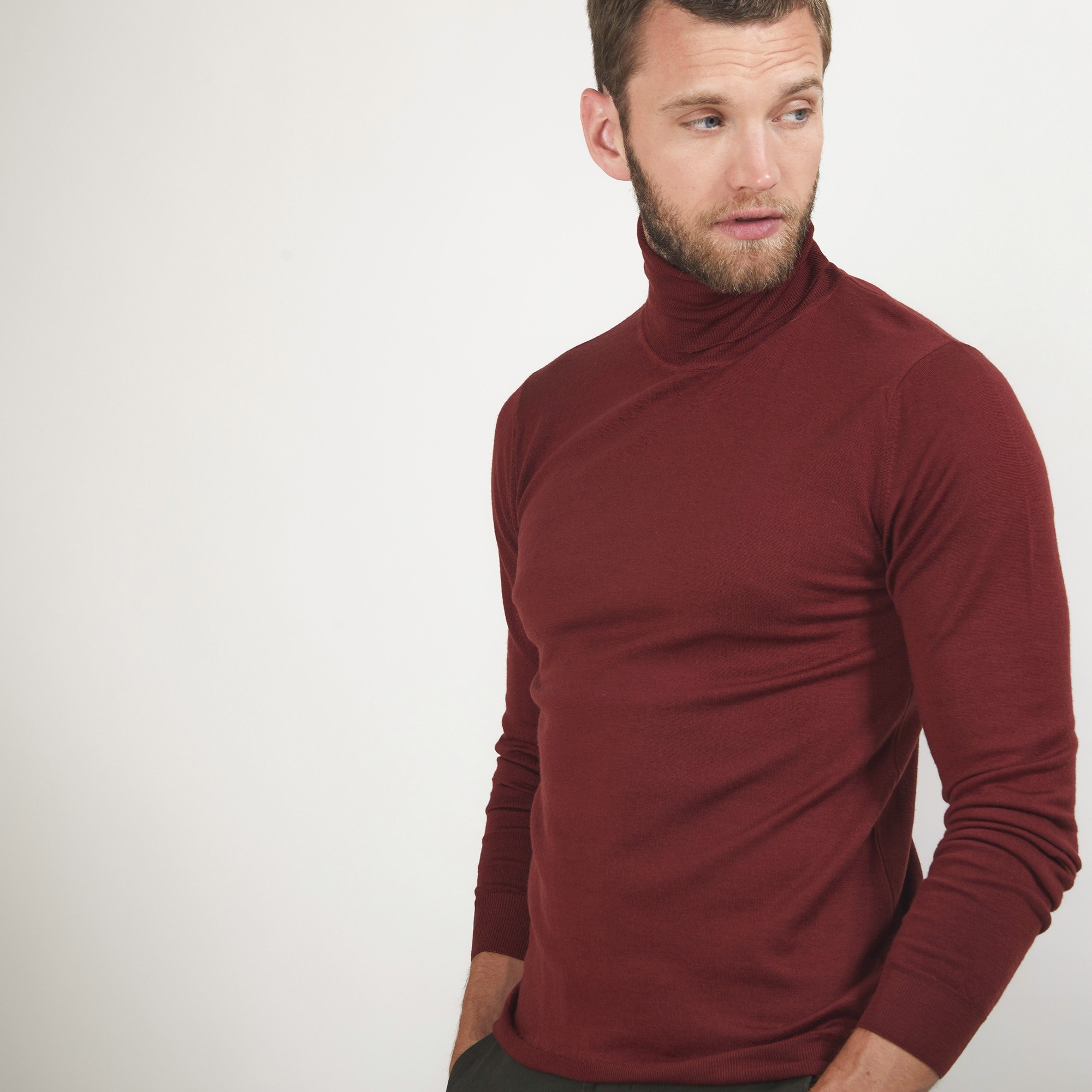 Pull col roulé en laine - Berry 7082 grenat - 51 Bordeaux