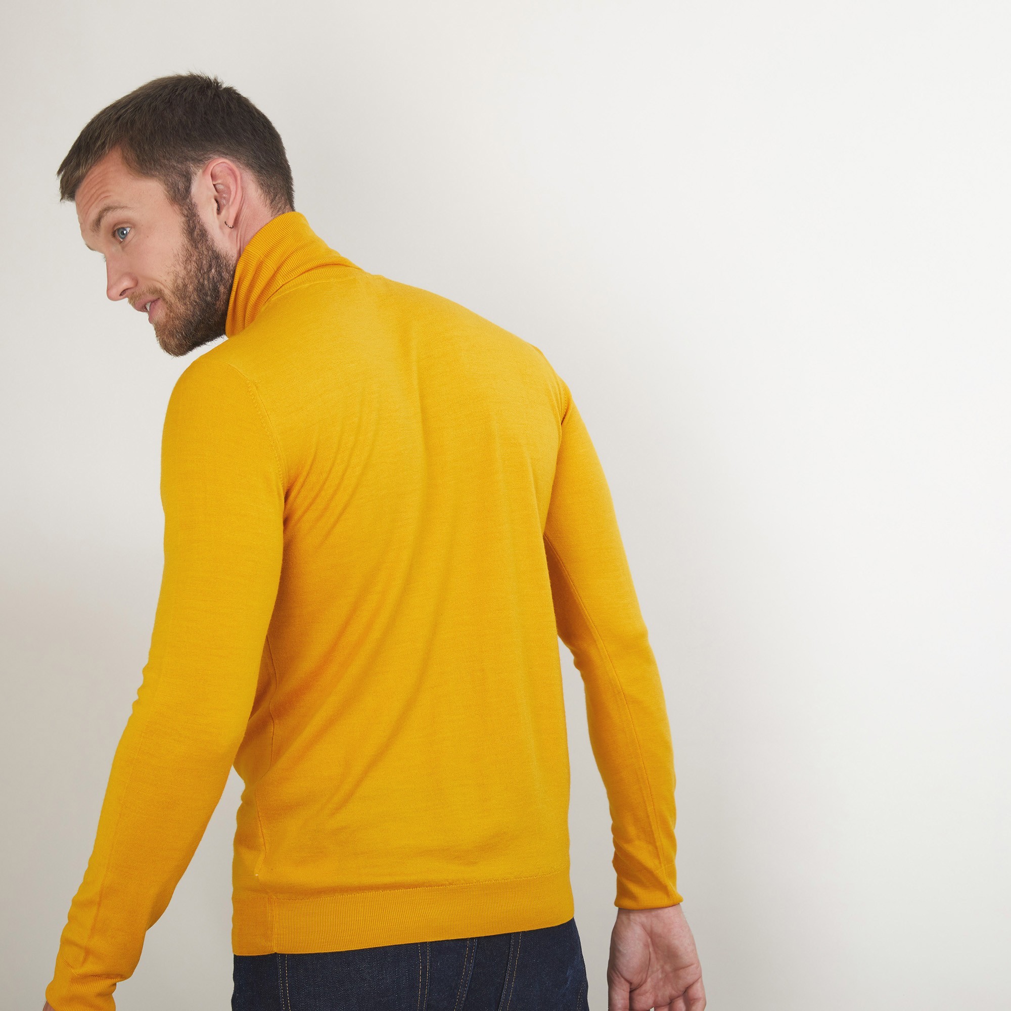 Pull col roulé en laine - Berry 7060 safran - 89 Moutarde