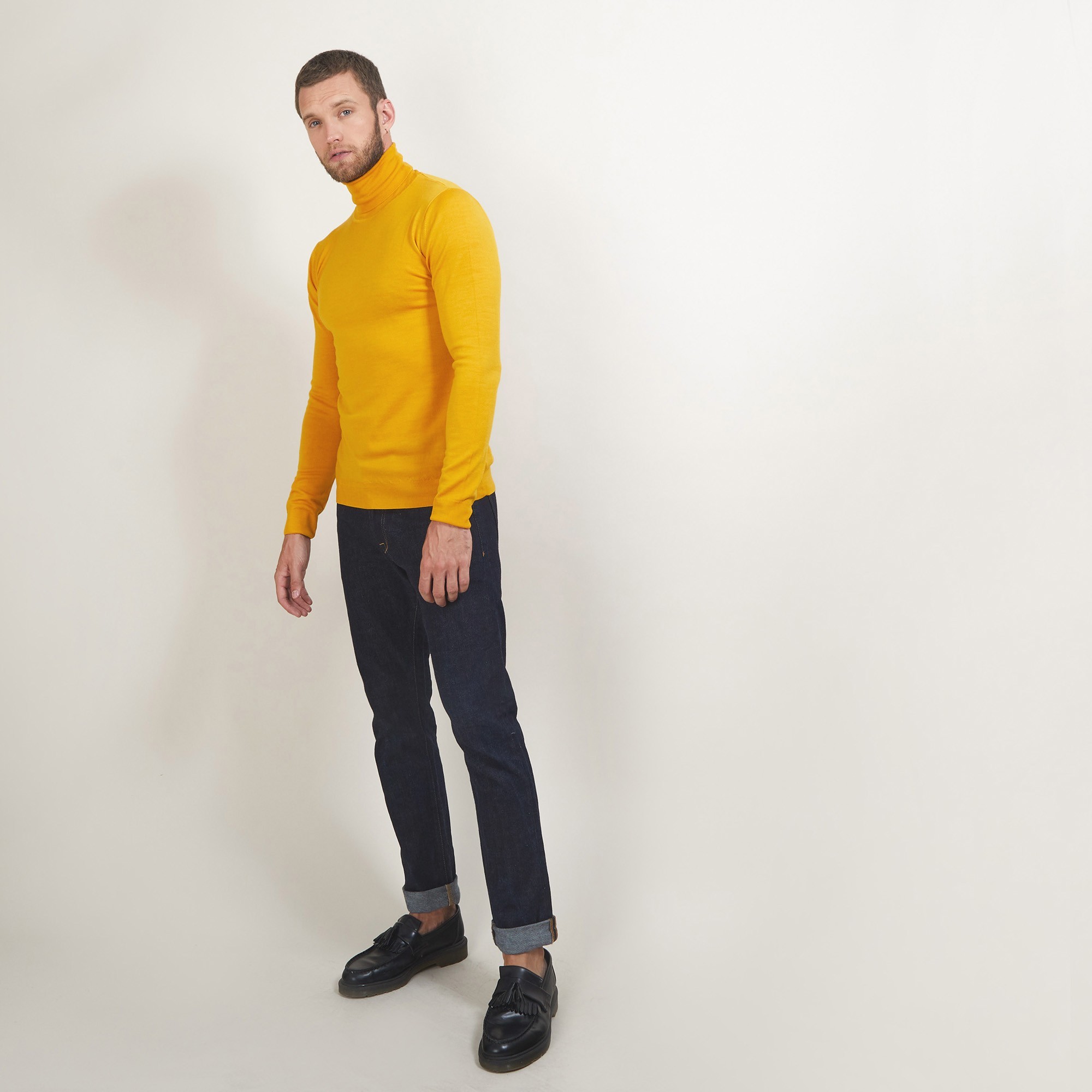 Pull col roulé en laine - Berry 7060 safran - 89 Moutarde