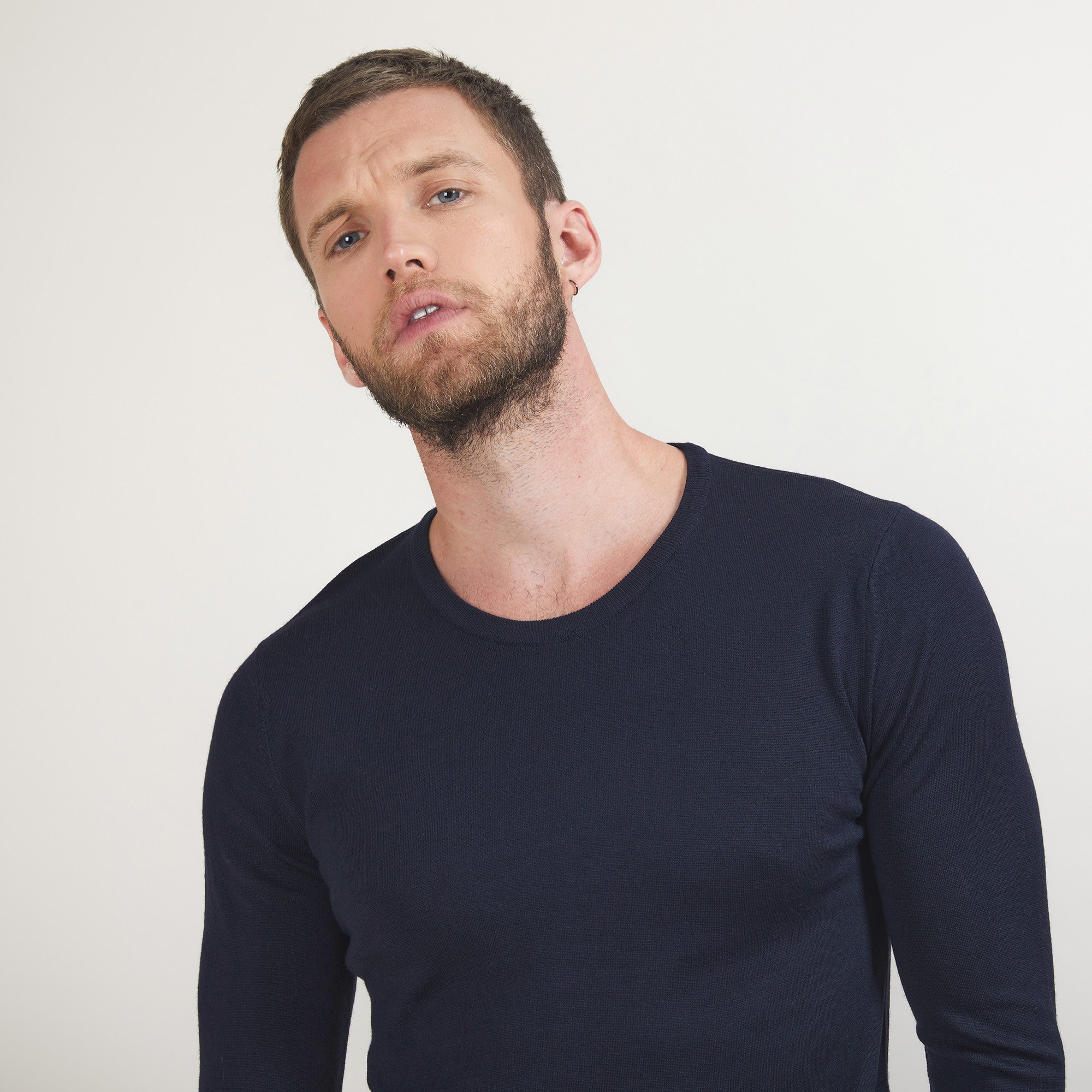 Pull col rond en laine - Bardem 7040 marine - 05 Bleu marine