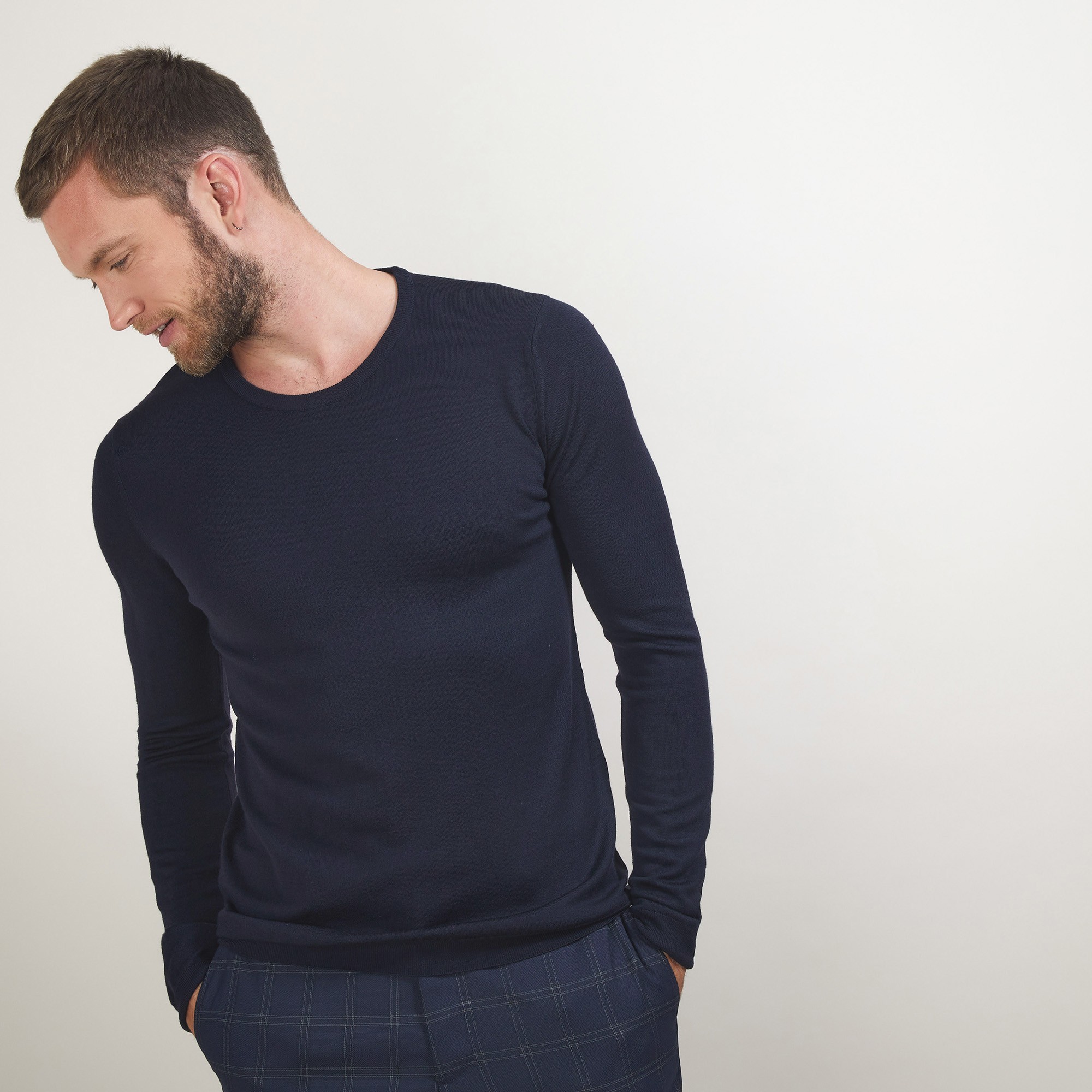 Pull col rond en laine - Bardem 7040 marine - 05 Bleu marine