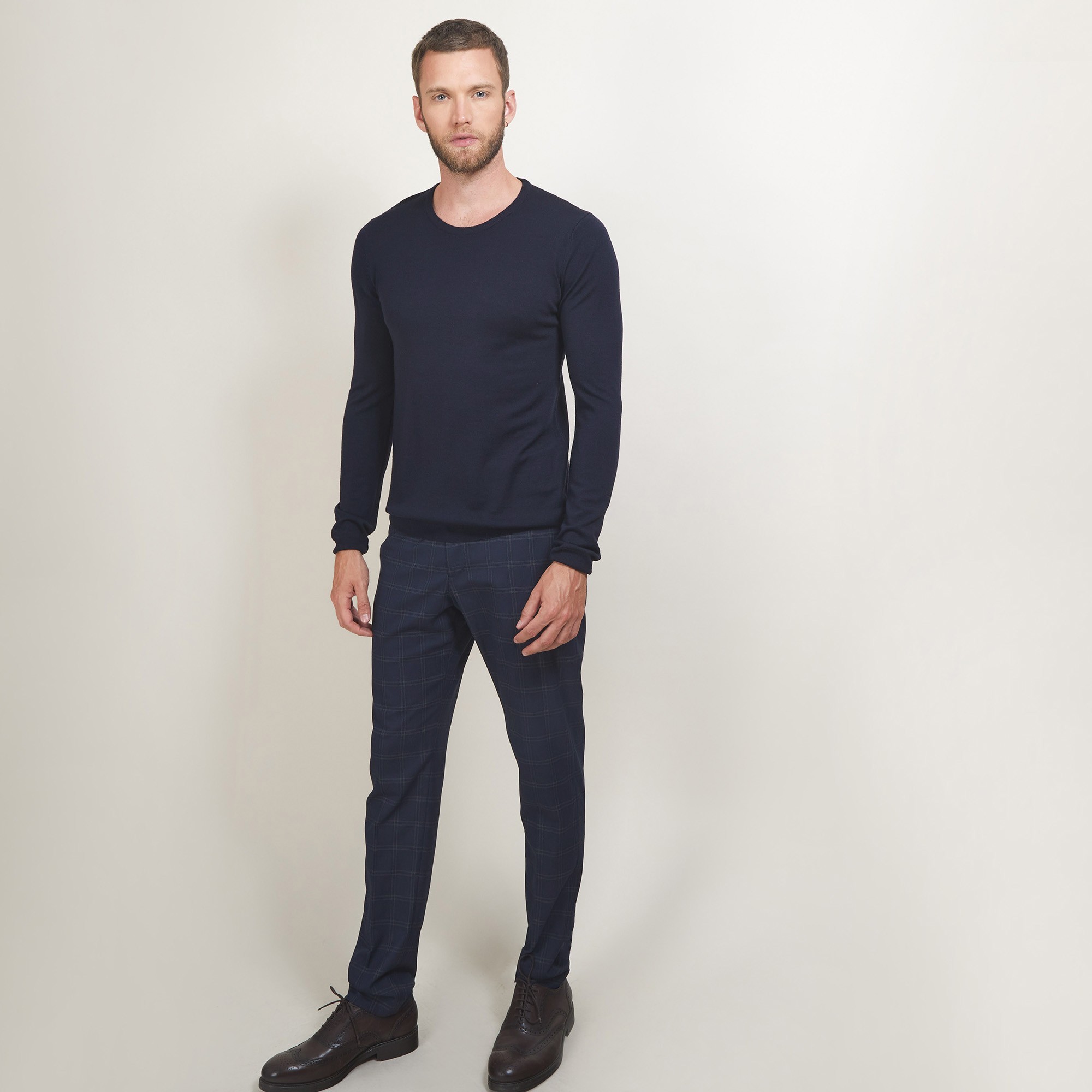 Pull col rond en laine - Bardem 7040 marine - 05 Bleu marine