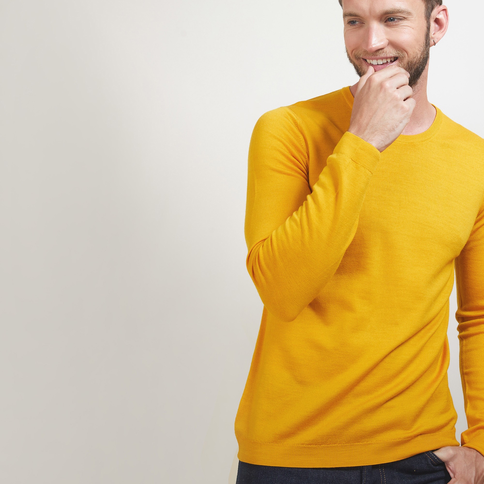 Pull col rond en laine - Bardem 7060 safran - 89 Moutarde