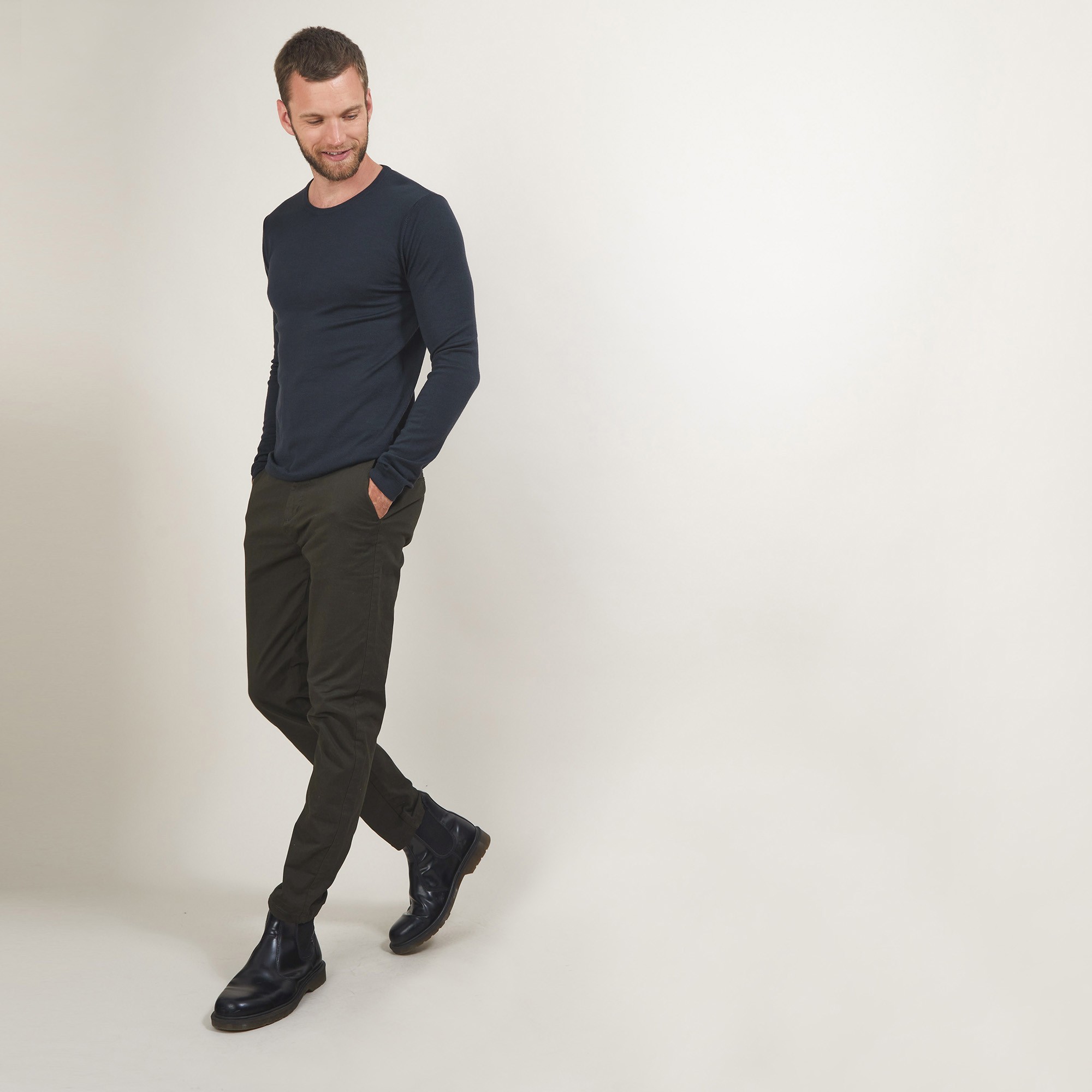 Pull col rond en laine - Bardem 7011 ombre - 10 Gris foncé