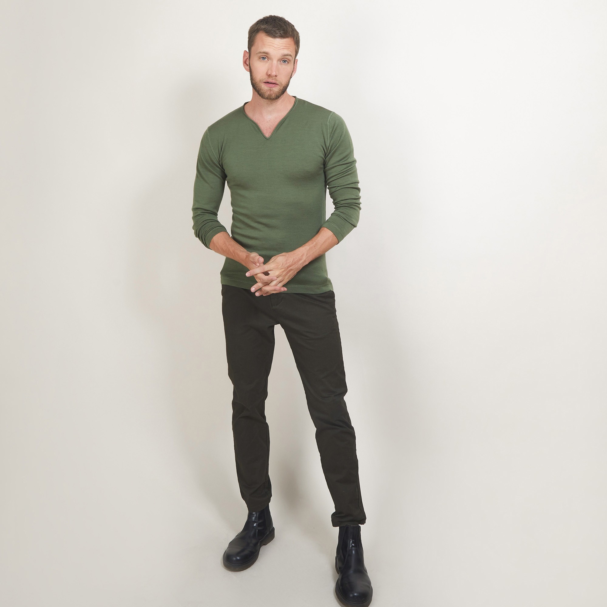 Pull col tunisien en laine - Bonno